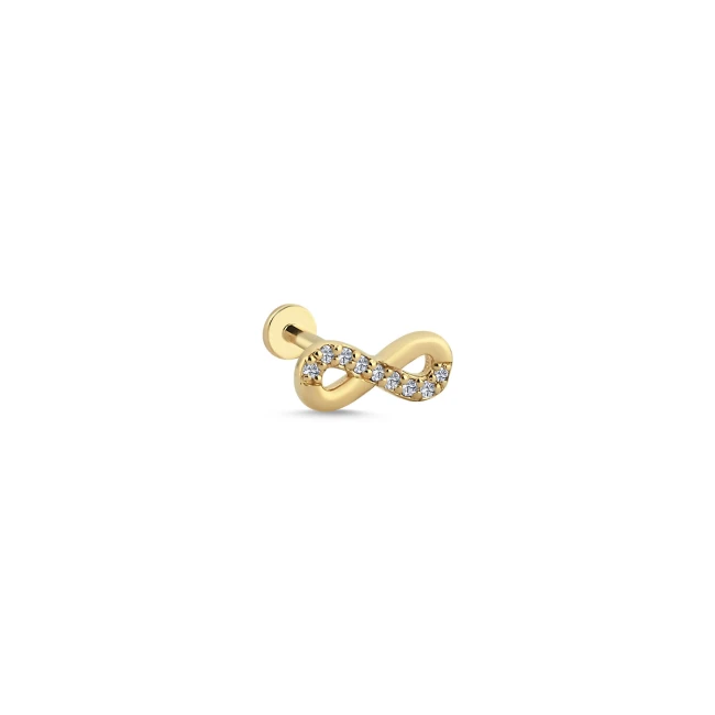 14k Gold Infinity Diamond Tragus Earring