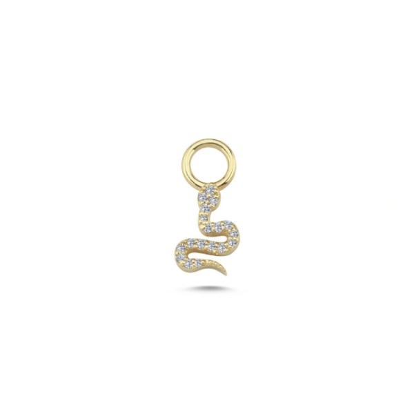 14k Gold Snake Diamond Charm