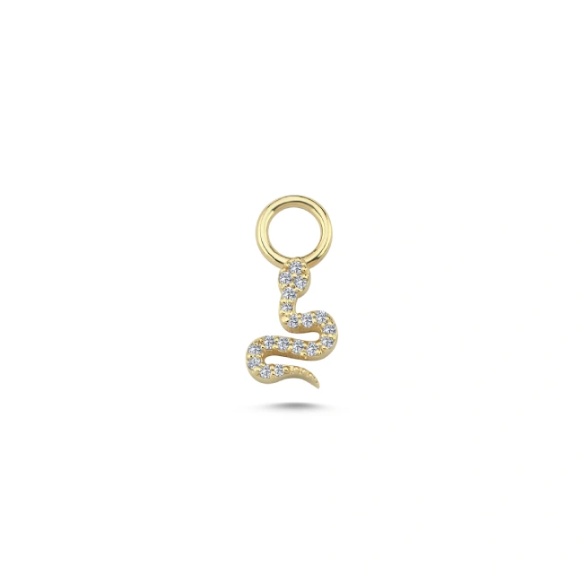 14k Gold Snake Diamond Charm