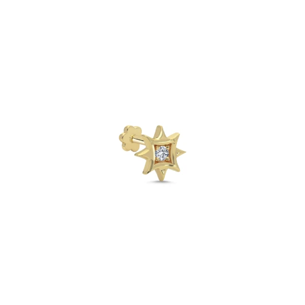 14k Gold Star Diamond Tragus Earring