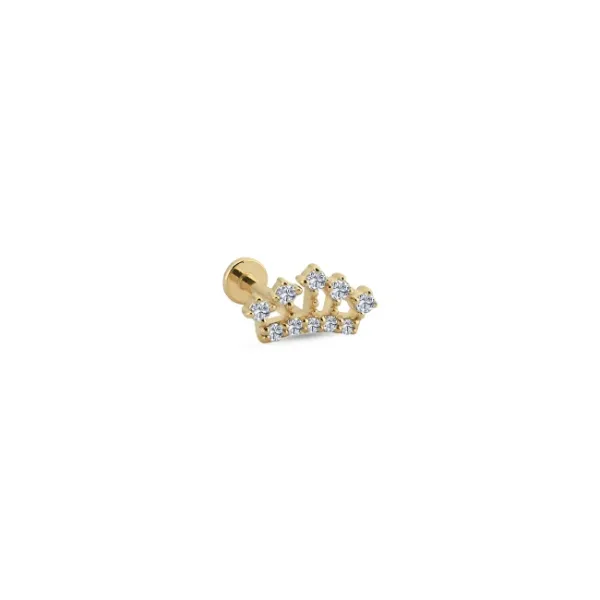 14k Gold Tiara Diamond Tragus Earring
