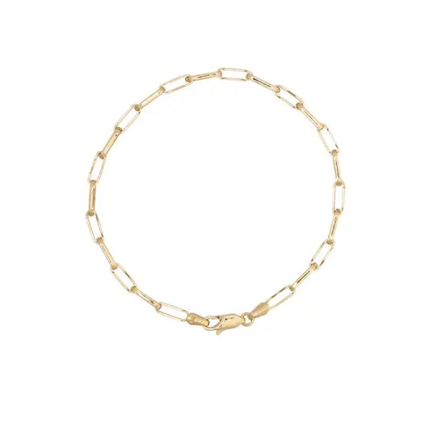 18k Gold Paperclip Chain Bracelet