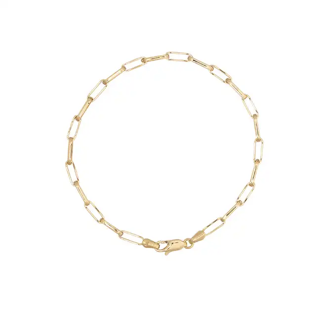 18k Gold Paperclip Chain Bracelet