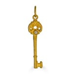 24k Gold Key Pendant with Diamond