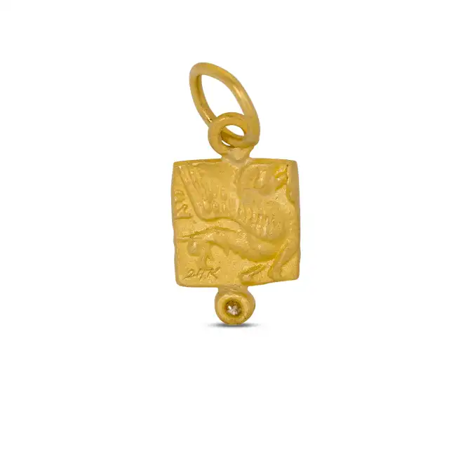 24k Gold Zeus Pendant with Diamond