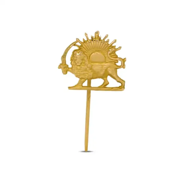 18k Gold Lion and Sun Brooch
