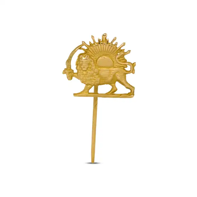 18k Gold Lion and Sun Brooch