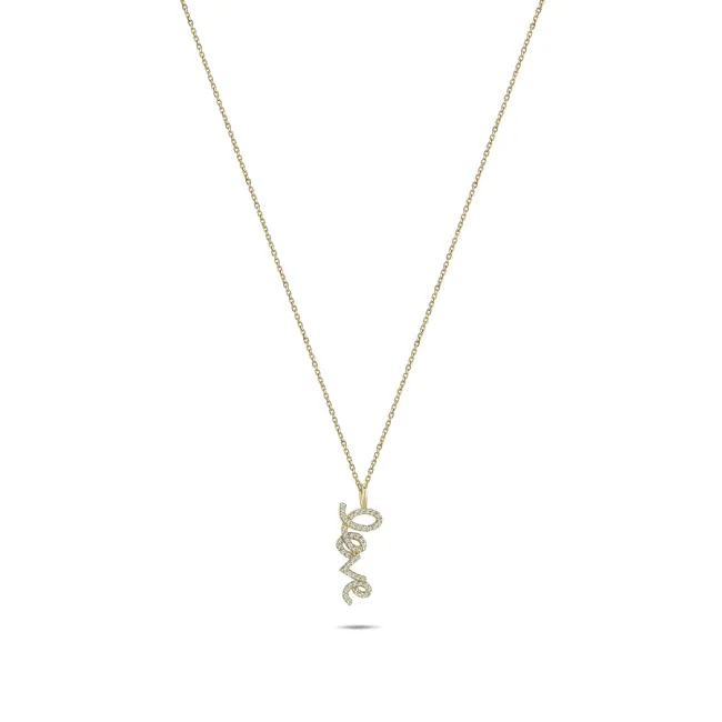 14k Gold LOVE Pendant Necklace
