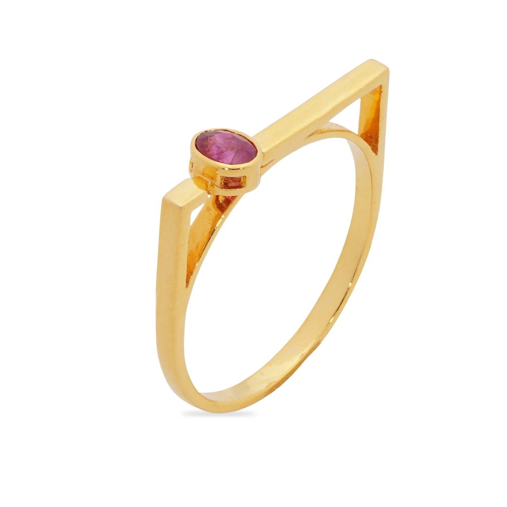 Oriella Ring | 18k gold ring, ruby angled view